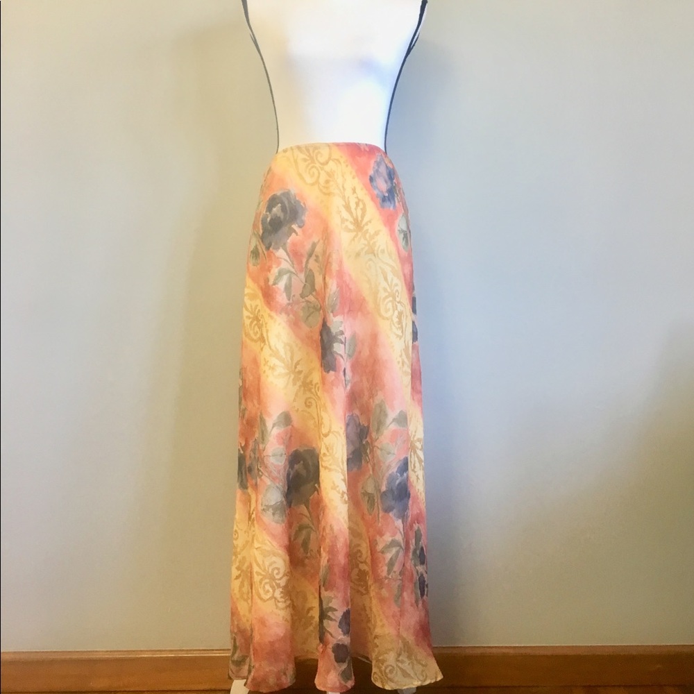 Lapis crinkle floral print maxi skirt